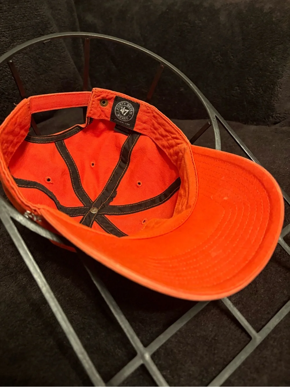 Edmonton Oilers x 47 Brand We Believe orange buckle strapback hat adjustable